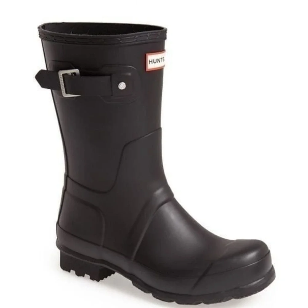 HUNTER Original Short Waterproof Rain Boot, Rubber Black, Size 10, NWT